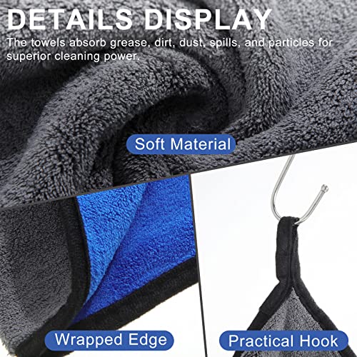 20 Pcs Microfiber Car Drying Towels 800 Gsm Thick Plush (Grey and Blue)