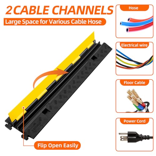 3 Pack 2 Channel Cable Protector Ramp Traffic Wire and Hose Ramp Cord Cover Heavy Duty Channels 18 (2 Channel 3 Pack)