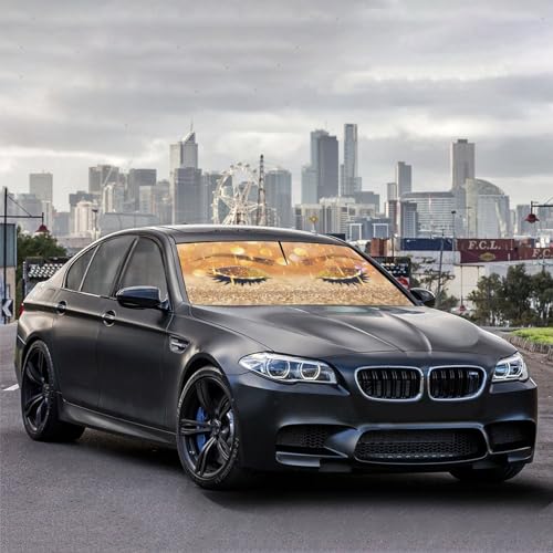Hello Girl Gorgeous Eyelash Car Windshield Sunshade Umbrella Car Foldable Umbrella Sunshade for Front Window UV Reflector Auto Windshield Umbrella Sun Shades Cover for Most Vehicles 57'' X 30'' (57'' X 30'' / style-AB16)