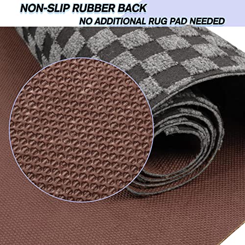 Custom Size Backed Non (Gray Checkered / 2FT*63FT)