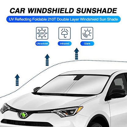 Windshield Sun Shade for Toyota RAV4 2013 2014 2015 2016 2017 2018 Window Accessories Shade Sun Protector Foldable Block UV Rays Keep Car Cooler (FOR | Toyota RAV4 2013-2018)
