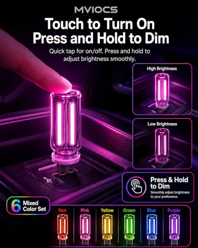 6 Pack USB Car Night Light (Multicolor)