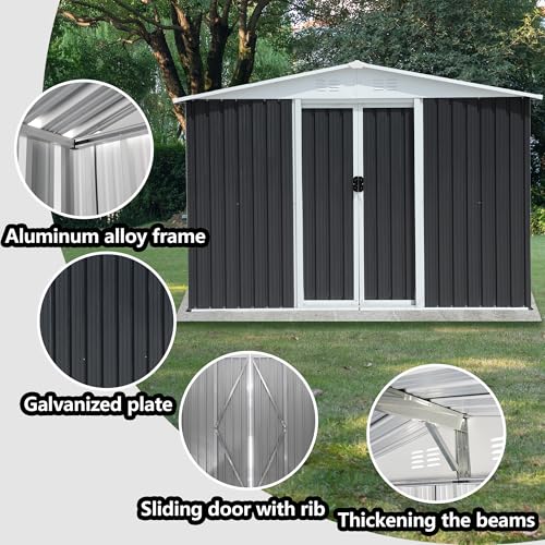 6x8 FT Outdoor Storage Shed (6x8 FT / Gray)
