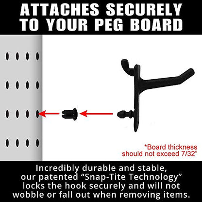 PegPro® 1" Hooks Kit for Standard “Wood Fiber” pegboard (1" Straight - 24 Count / Black)