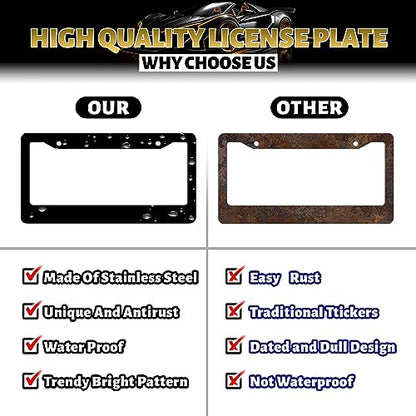 Stainless Steel Boho Retro Sunflower License Plate Frame 12.2 x 6.2 Inch (Retro Sunflower Floral)