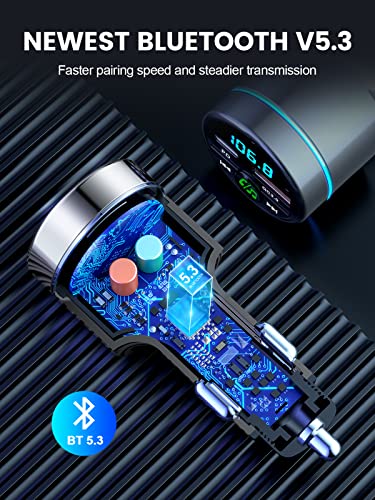 FM Transmitter for Car Bluetooth 5.3 (Silver)