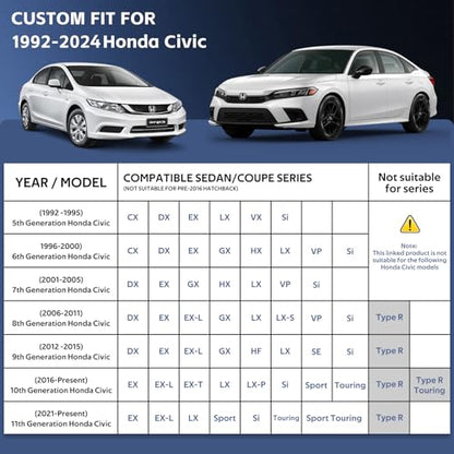 10 Layers Car Cover Custom Fit for Honda Civic Sedan (Black Gray / Custom Fit for Honda Civic)