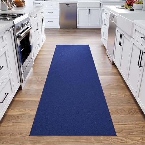 3x10 Hallway Runner Rug (Solid Navy Blue)