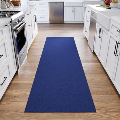 3x10 Hallway Runner Rug (Solid Navy Blue)