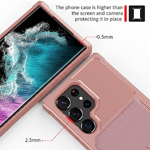 for Samsung Galaxy S23 Ultra Case with Card Holder (Pink / Samsung Galaxy S23 Ultra)