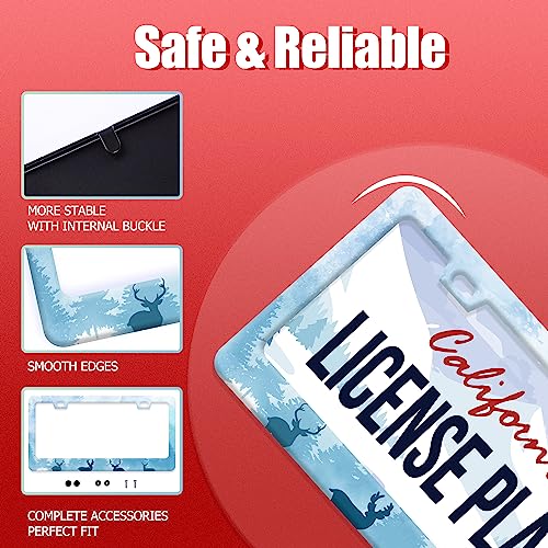 Deer License Plate Stainless Steel Car Parts Decorative 12.3"x6.3" (Deer forest)