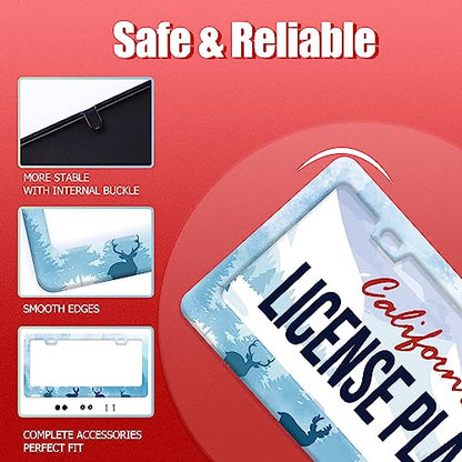 Deer License Plate Stainless Steel Car Parts Decorative 12.3"x6.3" (Deer forest)