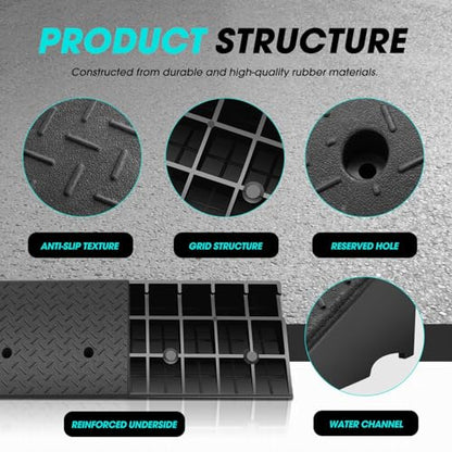 1pcs 5.7" Rise Rubber Curb Ramp Heavy Duty Loading Driveway Ramp Threshold Ramp 38.6" W x 14.8" D x 5.7" H for Loading Dock (5.7 in)