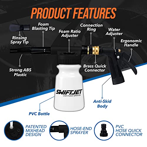 Car Wash Foam Gun + Microfiber Wash Mitt (Black Foam Gun with Mitt)