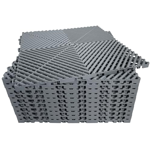 Interlocking Garage Floor Tiles (Grey / 16"L x 16"W x 0.7"Th)
