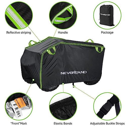 ATV Cover Heavy Duty Waterproof 4 Wheeler Cover for Honda XL (Green & Black / XL-82.7''L x 47.2''W x 45.2''H)