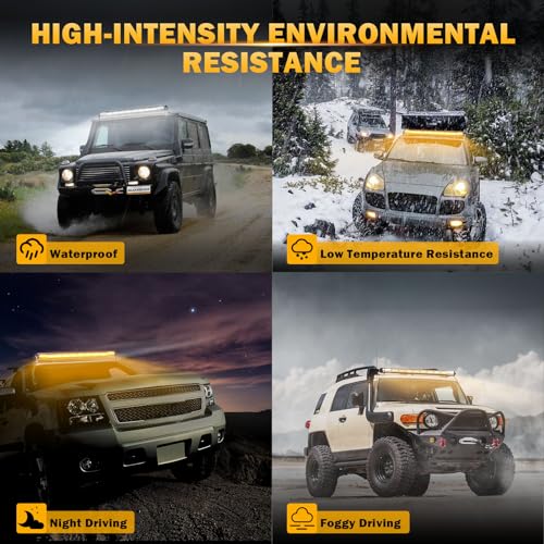 50 Inch LED Straight Light Bar 6 Modes Amber White Strobe Lights (Amber White 50" Straight)