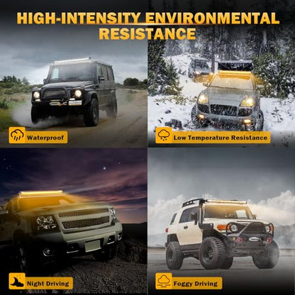 42" LED Light Bar 6 Modes Amber White 240W Straight Off Road Lights (Amber White 42" Straight)
