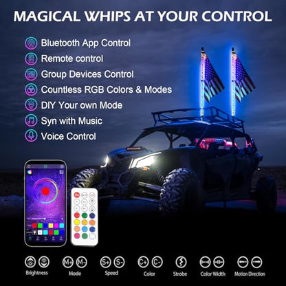 2PCS 3FT RGB LED Whip Light (3FT / （Pack of 2）)