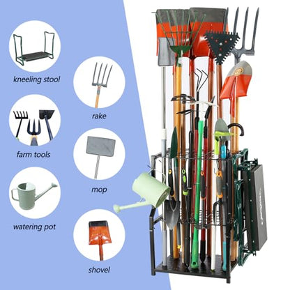 Garden Tool Organizer for Garage Corner (Quadrangel-Black)