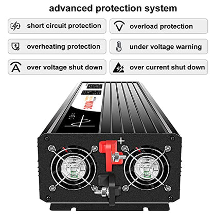 3000W Pure Sine Wave Inverter 24V DC to 120V AC Converter for Home (DC24V (Range 20V-30V) 3000W)