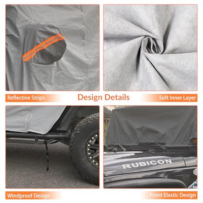Waterproof Cab Cover for Jeep Wrangler JK JL 2 Door (Grey / Fit for Jeep Wrangler 2 Door)