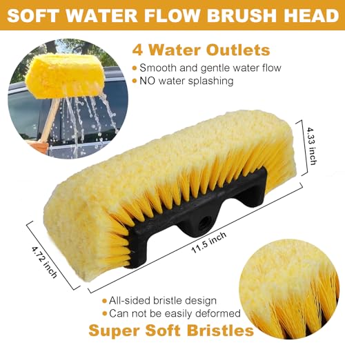 70" RV Wash Brush with Long Handle and 12" Soft Bristle Brush Head (70" / Yellow)