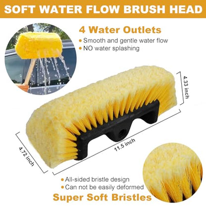 70" RV Wash Brush with Long Handle and 12" Soft Bristle Brush Head (70" / Yellow)