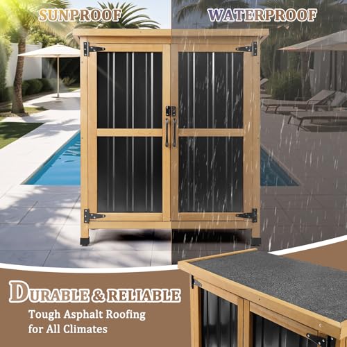 Small Weatherproof Outdoor Storage Cabinet with Lockable Doors (Black / Small 32" x 13" x 40")