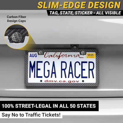 Premium Slim License Plate Frame (Carbon Fiber Design / 1 Piece)