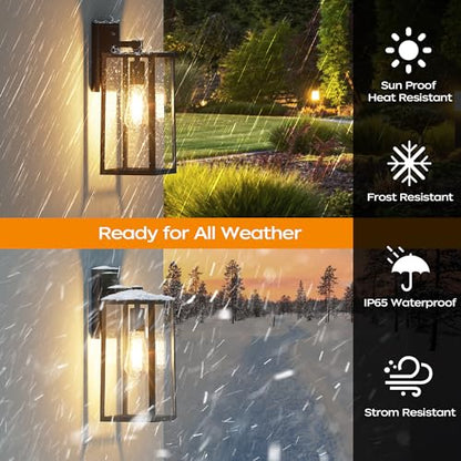 Dusk to Dawn Outdoor Light Fixtures Wall Mount (Black / 13.78 in (2-Pack))