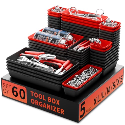 Tool Box Organizer Tray (Black & Red: 60 PCS)