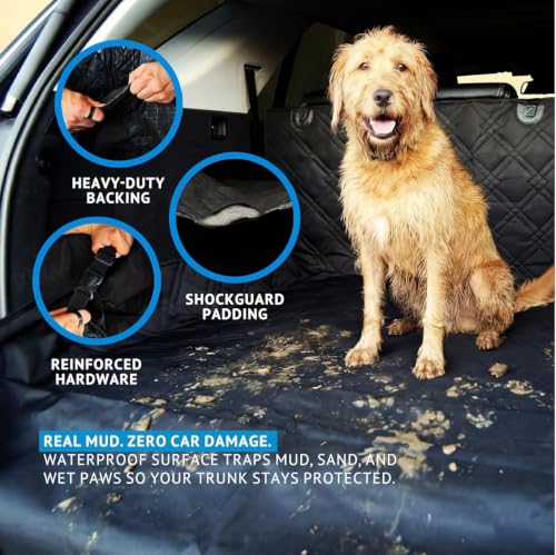 Bulldogology SUV Cargo Liner for Dogs 55"x106" Heavy Duty Pet Trunk Cargo Cover (Standard Black / XL)