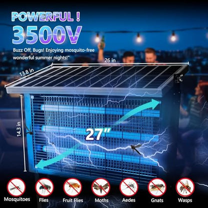 Heavy Duty Big Solar Bug Zapper Outdoor for 8000 sq.ft with 30W Solar Panel (30W for 8000 sq.ft)