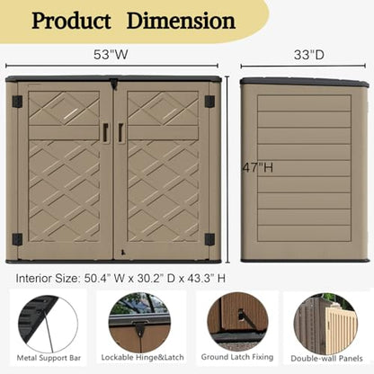 Large Outdoor Storage Shed (Coffee-48 cu ft)