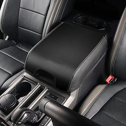 Center Console Cover for Ford F150 Accessories 2015 (Carbon Fiber Texture / 2015-2020)