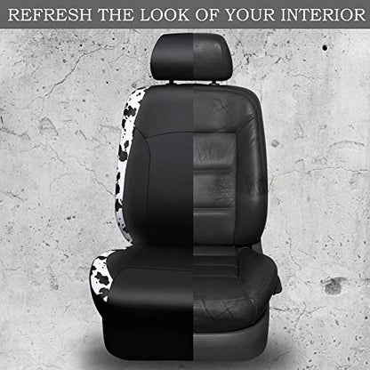 CAR PASS Cow Print Car Accessories Sets Faux Leather Car Seat Covers & Cow Car Mats & Cow Steering Wheel Cover Seat Belt Pads Universal fit for SUV (Cow Print Combo)