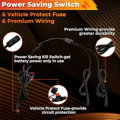 12 Pods Pure White LED Rock Lights Kit with Switch Wiring Harness (12 pods)