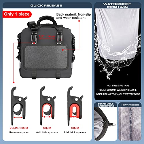 Waterproof Motorcycle Saddlebags Luggage Bags 20L Quick Release for Adventure & Sport Bikes (Black / 20L)
