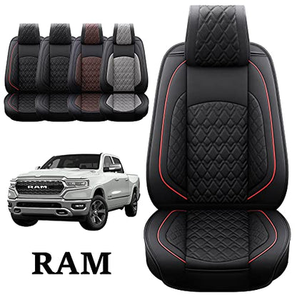 Car Seat Covers for Dodge Ram 2 Pcs Front (2 PCS Front,Black/Red)