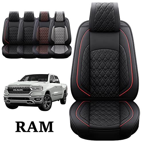 Car Seat Covers for Dodge Ram Full Set (5 PCS Full Set,Black/Red)
