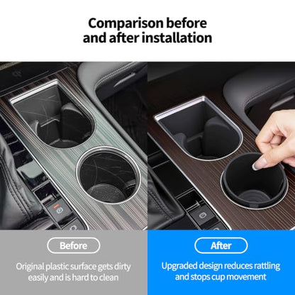 2PCS Upgraded Center Console Cup Holder Inserts for Toyota (Gray)