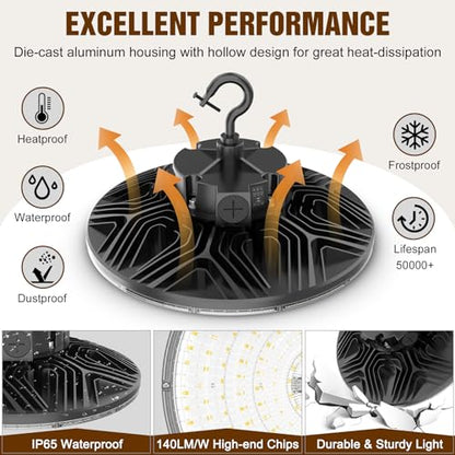 3 Pack 480V LED High Bay Light UL Listed UFO Light 300W 240W 200W Adjustable