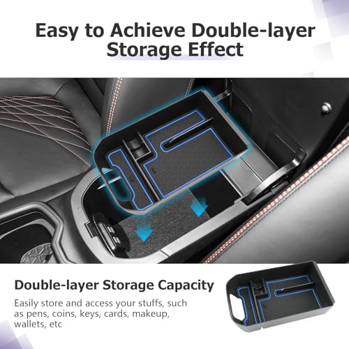 2025 RAV 4 Center Console Organizer Compatible with 2019 2020 2021 2022 2023 2024 2025 Toyota RAV 4 Accessories Armrest Console Secondary Storage Box Insert Tray ABS Material Blue