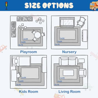 Large Kids Playroom Rug (Blue / 4'x6')