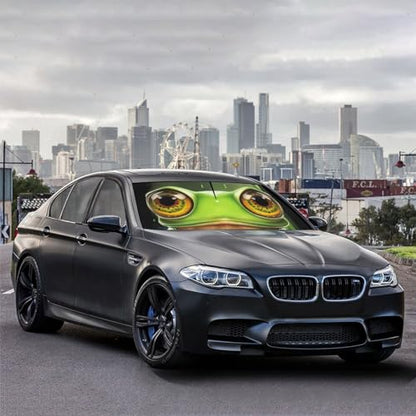 Funny Frog Car Windshield Sunshade Umbrella Frog Eye Umbrella (57X31 Inch / Color-FROG1)