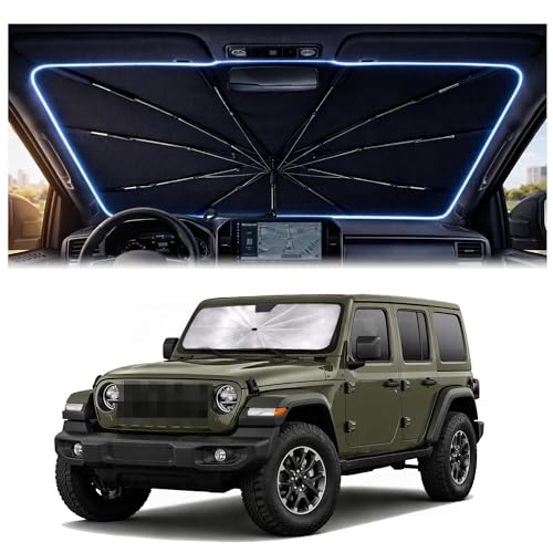 Car Windshield Sun Shade Umbrella for Jeep Wrangler JL (For Jeep Wrangler JL/JLU 2018-2026)