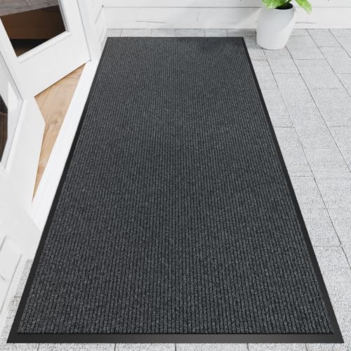 Front Door Mat (4' x 8' (Rectangular) / Gray-stripe)