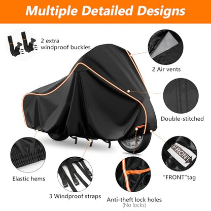 Motorcycle Cover for Honda GL1500 GL1800 (Black / for Honda GL1800)