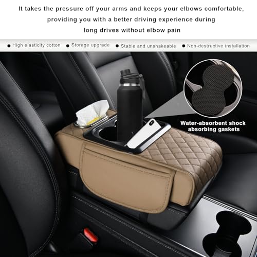 Car Center Console Armrest Pillow (Beige, Embroidered)